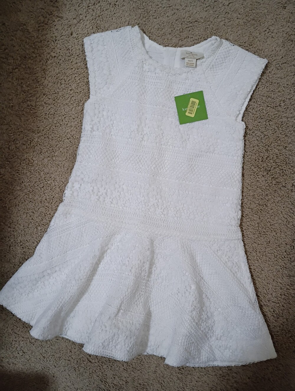 kate spade White Textured Cap-Sleeve Flare Dress